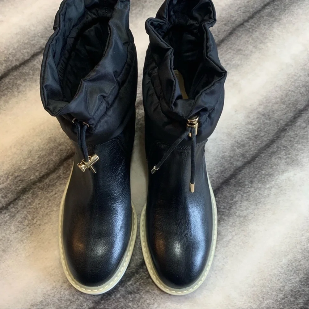 Jimmy Choo Bao Flat Leather Padded Nylon Adjustable Boots
